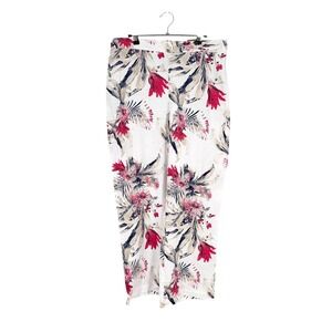NWT Chicos Tropical Journey Linen Saba Pull On Pant Floral Bougainvillea Pink 2